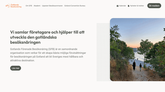 Skärmavbildning Gotlands Besöksnärings startsida